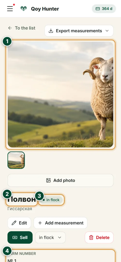 Animal card — The card header: How to use it (Phone) — QoyHunter