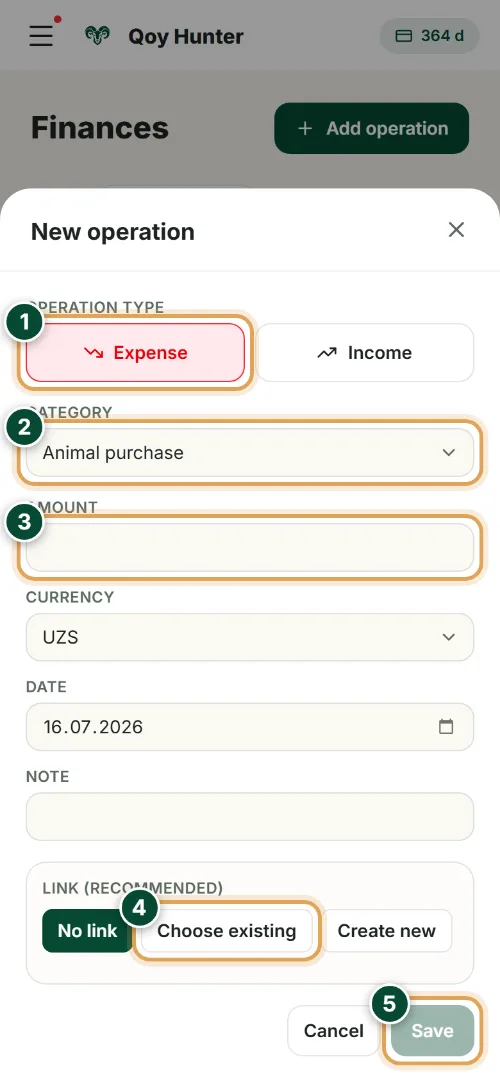 Finances and profit — New operation: How to use it (Phone) — QoyHunter