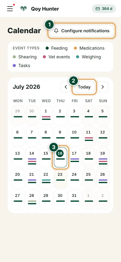 Tasks and calendar — The Calendar screen: How to use it (Phone) — QoyHunter