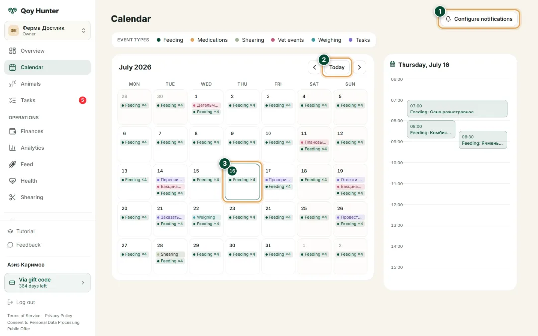 Tasks and calendar — The Calendar screen: How to use it — QoyHunter