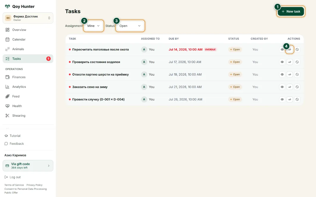 Tasks and calendar — The Tasks screen: How to use it — QoyHunter