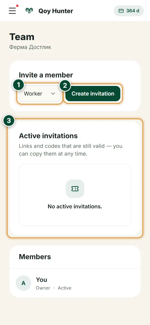 Team and access — The Team screen: How to use it (Phone) — QoyHunter