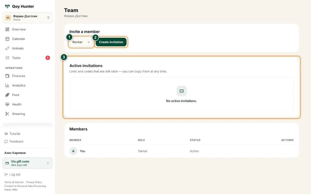 Team and access — The Team screen: How to use it — QoyHunter