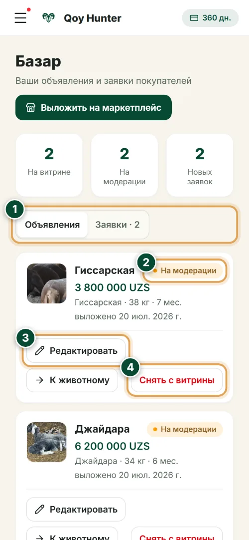 Маркетплейс и продажи — Кабинет продавца: ваши объявления: Как пользоваться (Телефон) — QoyHunter