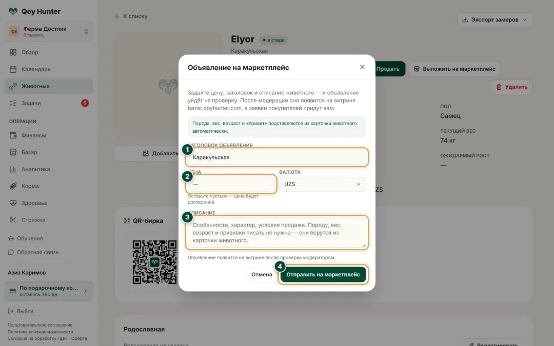 Маркетплейс и продажи — Форма объявления: Как пользоваться — QoyHunter