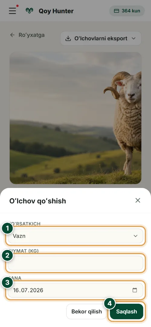 Tortish va vazn qoʻshilishi — Yangi tortish: Qanday foydalanish (Telefon) — QoyHunter